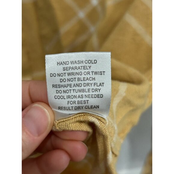 Pink Rose Vintage Plaid Medium Button Down Shirt Mustard Yellow Cropped - Picture 8 of 11